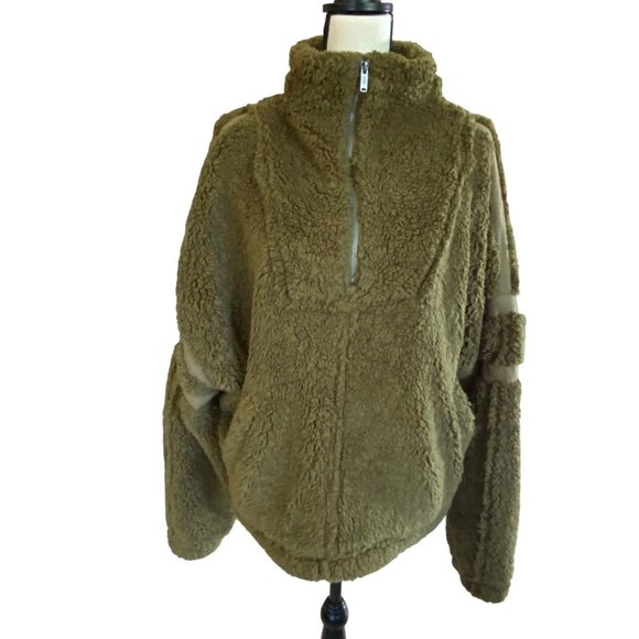 Free People Movement Women's Army Green Nantucket Fleece Plush Relaxed Slouchy L - Picture 4 of 13